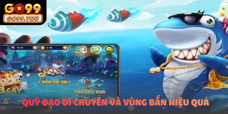 Quỹ đạo di chuyển của cá và vùng bắn hiệu quả.